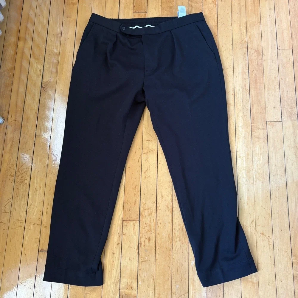 Polo Ralph Lauren Double Knit Suit Trousers Mens 39x30 Black Preppy Drawstring
